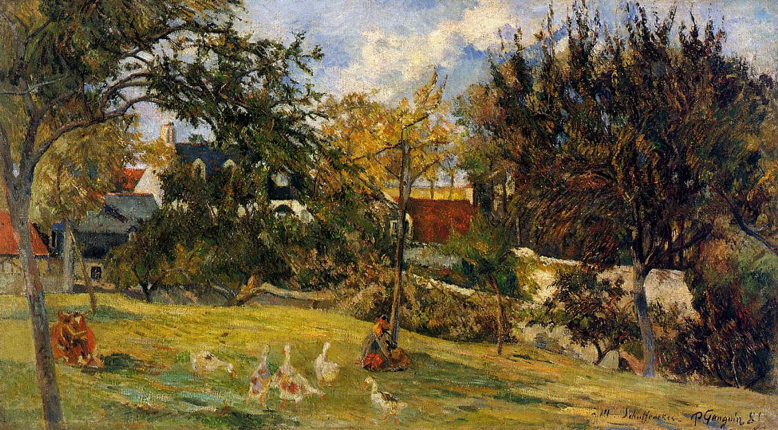 Geese in the Meadow - Paul Gauguin Painting